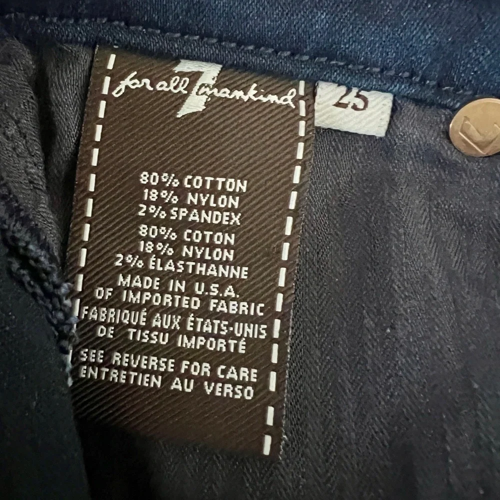 7 For All Mankind Classic Indigo Dark Wash Skinny Jean - Size 25